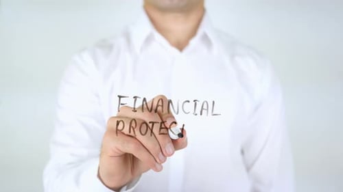 Man Writes Financial Protection on Glass