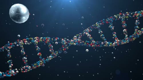 Abstract DNA Double Helix with Depth of Field Rotating