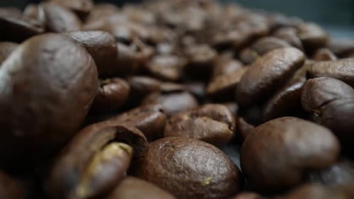 Coffee Beans Piled High, Macro Dolly Shot