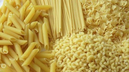 Uncooked Pasta Variety Close Up