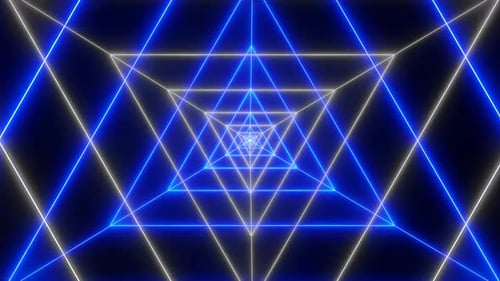 Amazing Blue White Color Neon Light Tunnel Animated Background