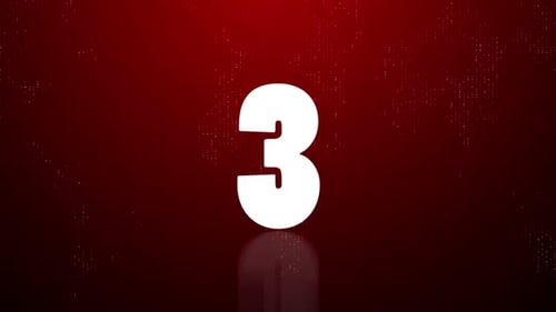 Sleek White Numbers Countdown on Digital Red Background
