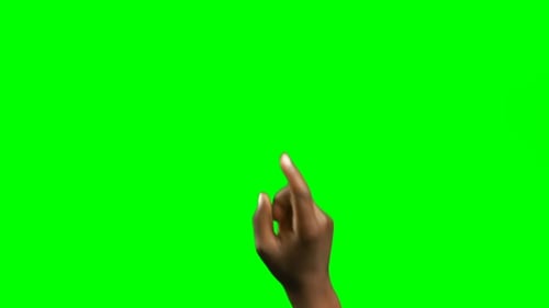Person making hand gesture against green screen background