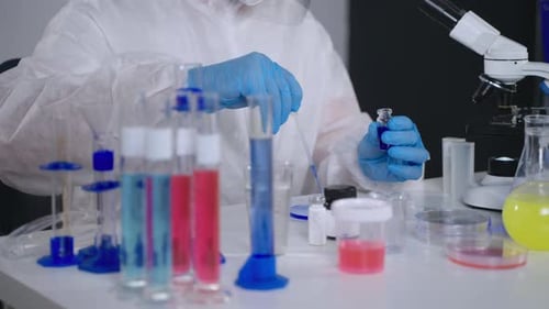 Lab Experiment with Pipette and Test Tubes