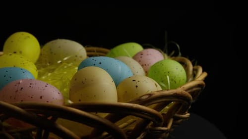 Speckled Easter Eggs Fill Elegant Basket