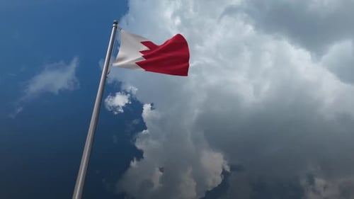 Animated Flag of Bahrain Waving in the Wind