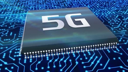 5g Technology Microchip on the Circuit Provides High Speed Network Connection