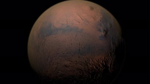 Seamless Loop of Red Planet Mars Rotating in Space