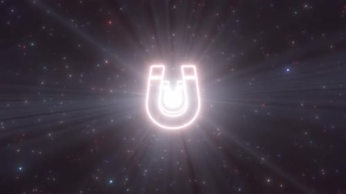 U Magnet Shape Outline Moving Glow Neon Lights Tunnel Portal Shines - 4K