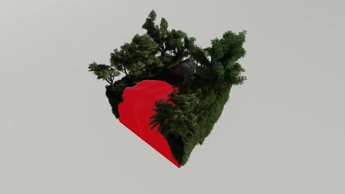 Casa isométrica en medio de la naturaleza en el borde del mar rojo