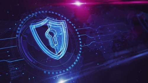 Cyber security and digital network protection symbol loop concept