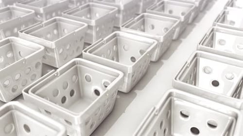 A Lot Of Plastic Baskets In A Row 4k