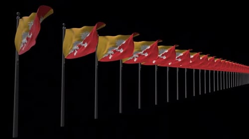 Rangée de drapeaux du Bhoutan avec Alpha 2K