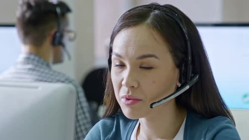 Asian Woman Working in Call Centre