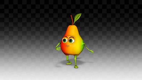 Animated 3D Cartoon Pear Character Dancing Loop