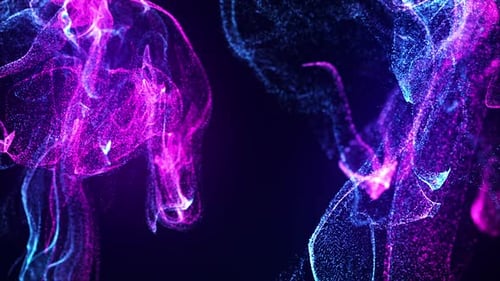 Abstract Fluid Neon Particle Stream Background