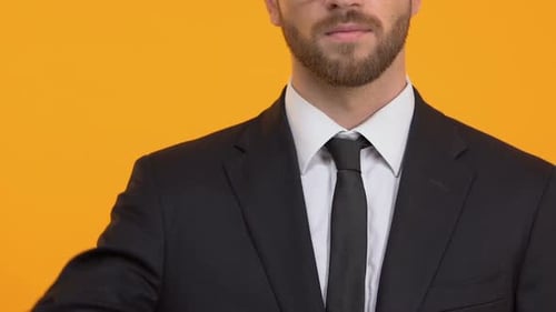 Bearded Man Showing Thumbs-Down, Dislike, Negative Feedback About Service