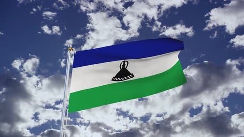 Drapeau du Lesotho avec ciel 4k