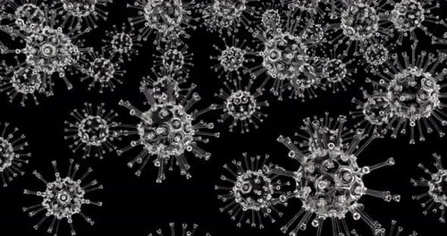 Glas Coronavirus auf Schwarz