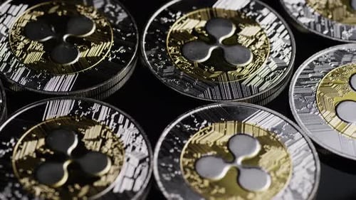 Ripple Coins on Black Background Cryptocurrency