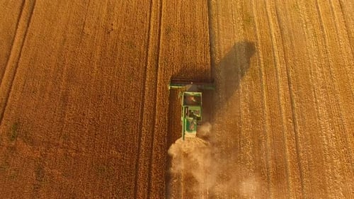 Aerial View of Combine Harvester.