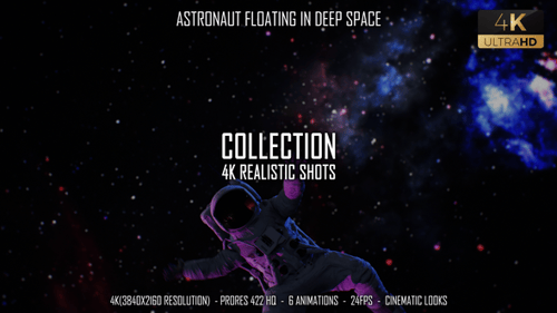 Astronaut Floating and Spinning in Cosmic Deep Space