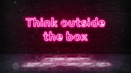 Neon Sign Text Animation 'Think Outside The Box'