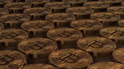 Golden Bitcoin Coins Looping Background Animation