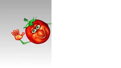 Animated Cartoon Tomato Character Peeking and Gesturing with Emotions