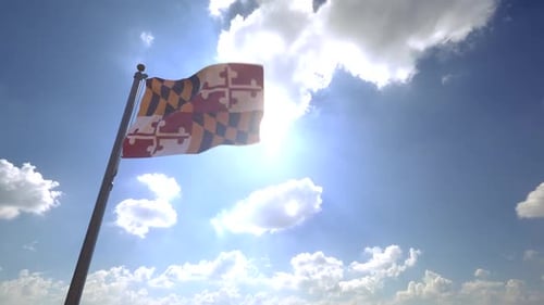 Realistic Maryland Flag Waving Loop in Sunlight