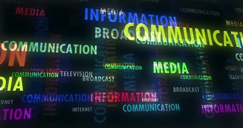 Speed flight over communication text loop abstract concept