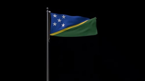 Solomon Islands National Flag Waving with Alpha Channel Seamless Loop