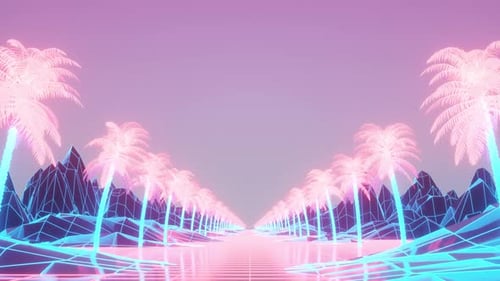 Camera Moves Along Syntwave Wiframe Net