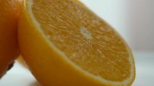 Fresh Orange Cut in Half Close Up