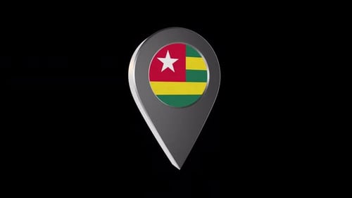 Spinning 3D Location Pin with Togo Flag