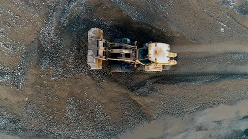 Industrial Recycling of Concrete Heavy Construction Equipment Front Loader Working on Recycling of