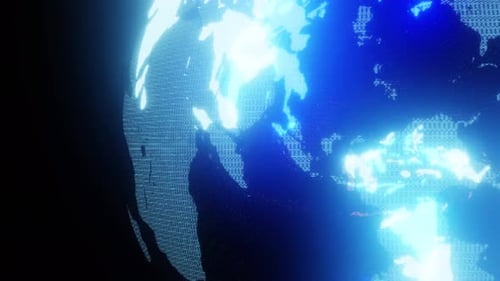 Blue Earth Planet Hologram For News Or Blogs Background Loop 4K
