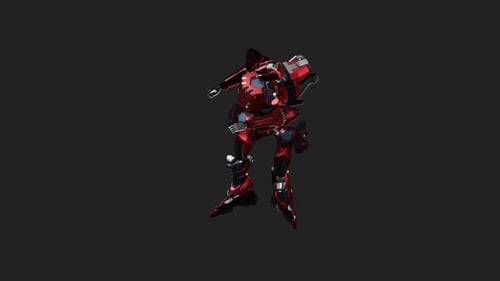 Futuristic Red Robot Mech Suit 3D Model Animation