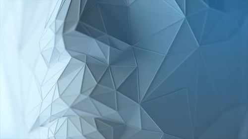 Abstract Low Poly Face Animation in Blue Tones