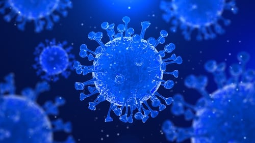 Animated Blue Virus Cells Microscopic Medical Background
