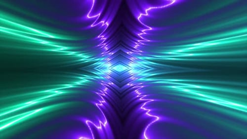 Abstract Neon Light Waves Tunnel Seamless Loop Background