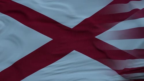 USA and Alabama State Flags Waving Transition