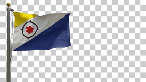 Bonaire Flag Waving Seamlessly on Transparent Background