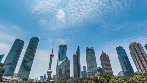 Time lapse of Skyscraper in Shanghai city