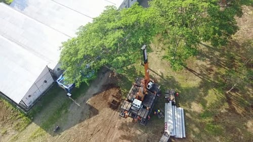 Proyecto empresarial Sitio de construcción Máquina de instalación de pilotes Disparo de Zumbido ascendente