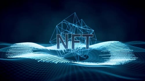 Futuristic NFT Title Reveal with Abstract Digital Waves
