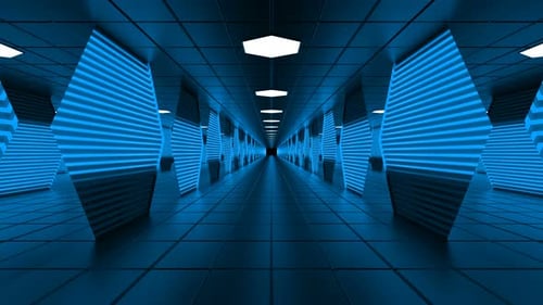 Blue Neon Tunnel Lights Background Loop