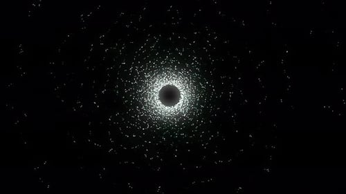 Abstract Animated Particle Tunnel, Digital Data Tunnel Motion Background, Glittering Glowing