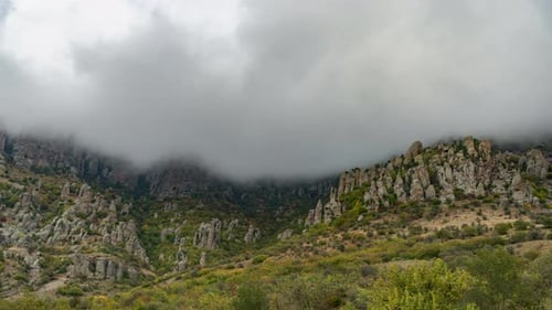 Rocky Mountain Range Landscape with Dramatic Cloudscape