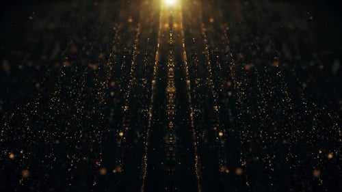 Elegant Golden Particles and Light Rays Falling Background for Events